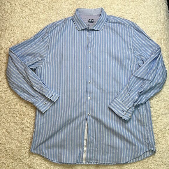 Michelsons London Striped Blue and White Button Down Size XL - Picture 1 of 10